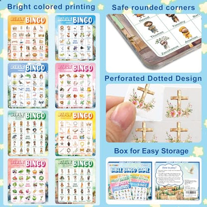 Fancy Land Bible Bingo Game for Kids Vacation Bible School Religious Bingo