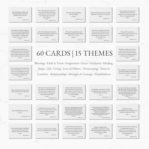 Bible Verse Cards, 60 Mini Prayer Cards on 300GSM Linen Paper - color: Minimalism