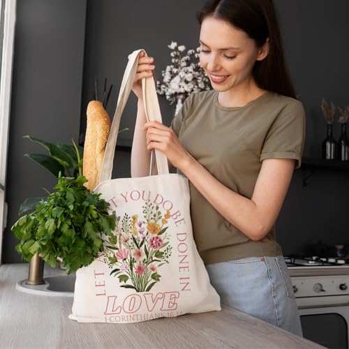 FBB Christian What's the Best that Could Happen Inspirational Tote Bag - color: Corinthians 16:14
