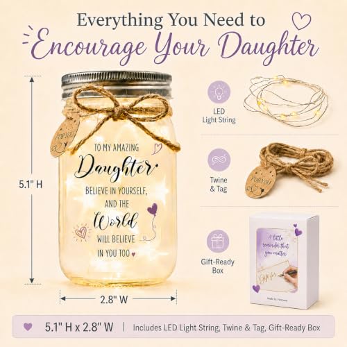 Solmay Daughter Gifts from Mom or Dad, Mason Jar Light - color: Daughter