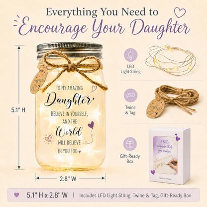 Solmay Daughter Gifts from Mom or Dad, Mason Jar Light - color: Daughter