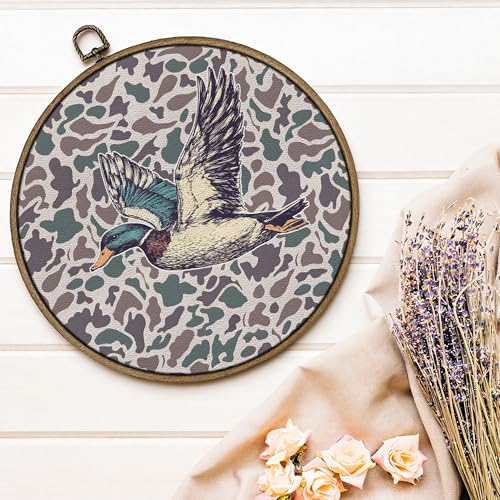 GTYNU Vintage Camo Mallard Duck Round Wall Art Decor, Duck Hunting Decor, Camouflage Farm Animal Decorative Wall Art Circle Hanging Decorations for Home Bedroom Living Room, 10x10 Inch - color: Decor 19