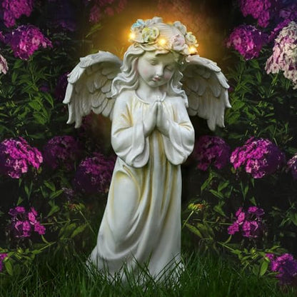 Angel Garden Statue, Memory Guardian Solar Decor with Warm Light - style: Praying Angel