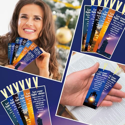 Dispowreath 60 Pcs Let Your Light Shine Christian Bookmarks for Church - style: Let Your Light Shine