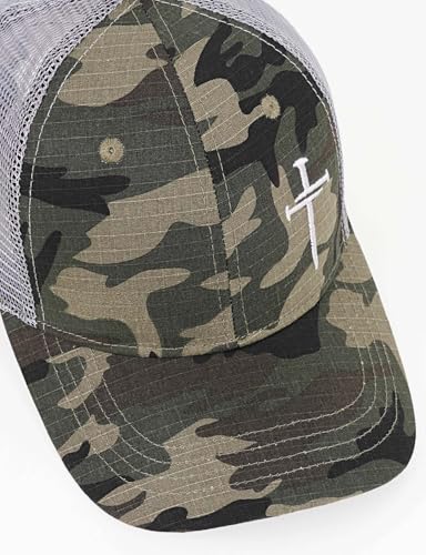 Christian Jesus Cross Hat - Faith Hats for Men Women - Religious Gifts for Thanksgiving Christmas - color: Cross/Camo Green
