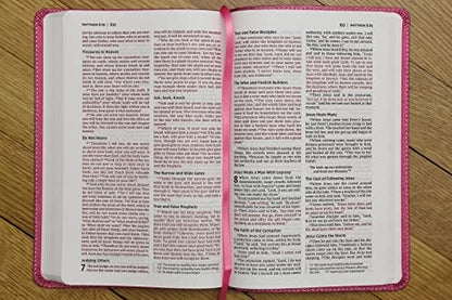 NIV, Bible for Kids, Leathersoft, Pink, Red Letter, Comfort Print: Thinline Edition (Easy-to-Read, Easy-to-Carry)