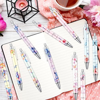 Wxiben Christian Butterfly Ballpoint Pens - 24PCS Bible Verse Inspirational Quotes Pens Set Religious Flower Butterfly Smooth Writing Gifts for Women Coworker Teacher Office School Supplies - color: Christian Butterfly Themed