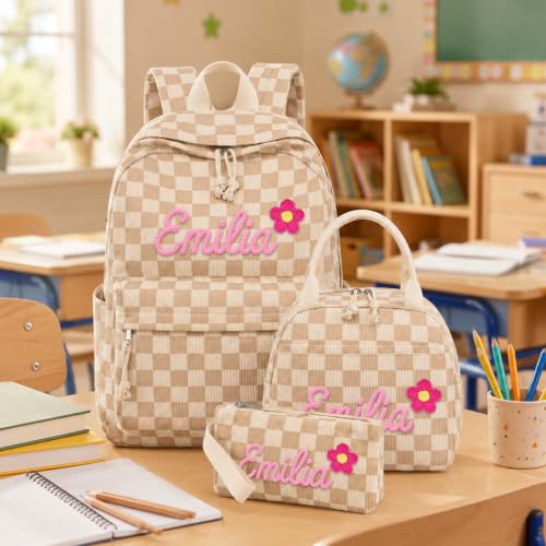 Personalized Backpack for Girls Boys, Custom Name Toddler Backpack - color: Strawberries Pink