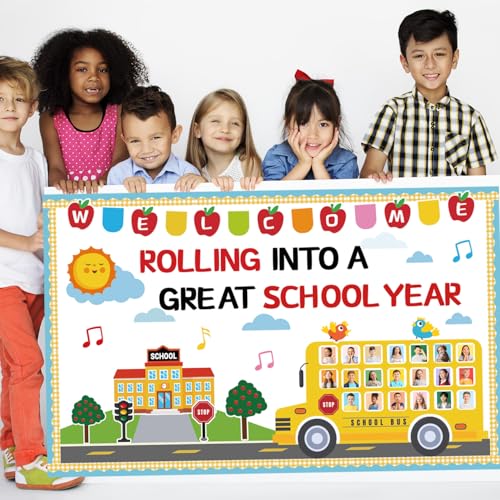 Welcome Back to School Bulletin Board Decorations Set School Bus Cutouts - color: School Bus
