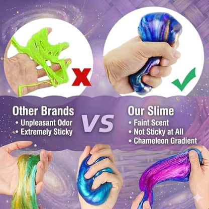12 Pack Galaxy Slime Easter Eggs - Prefilled Egg Fillers for Kids Boys Girls, Galaxy Slime Kits for Easter Basket Stuffers, Stress Relief Sensory Toys, Easter Egg Hunt Prizes & Party Favors
