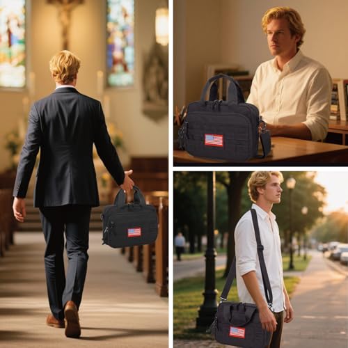 Tactical Bible Case for Men,2 Compartment Carrying Bible Cover for Church - color: black