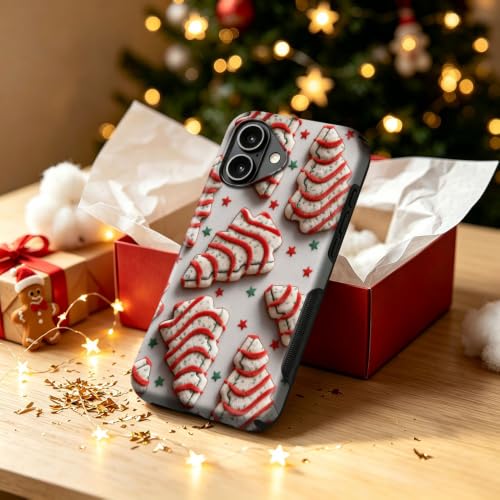 Compatible with iPhone 16 Plus Case,Wireless Charging Compatible,Patented 2‑in‑1 Dual‑Layer Protection, Hot Transfer Print Hard Shell Cover - Christmas Dim Sum Biscuits - color: Christmas Dim sum biscuits, size: iPhone 16 Plus
