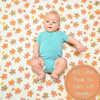 LollyBanks Muslin Swaddle Blanket, 47 x 47 in, Newborn Receiving Blanket - color: Unbe-leaf-able