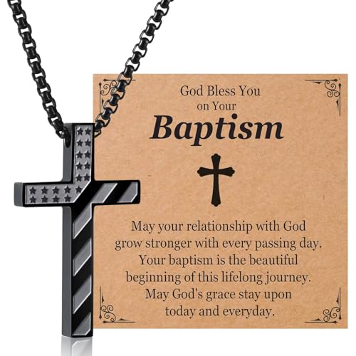 Teen Boys Cross Necklaces for Baptism, First Communion, Confirmation Gifts Catholic Christian Jewelry Easter Stocking Stuffers - style: Baptism Gifts for Boys