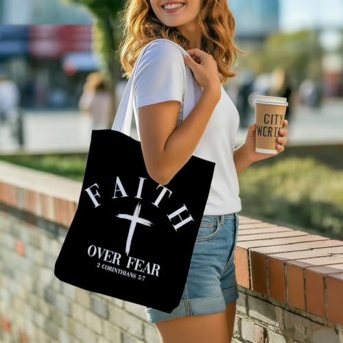 Bible Tote Bags Cute Christian Preppy Canvas Tote Bag Christian Gifts for Women Reusable Shopping Bags(Parent) - color: Faith-2