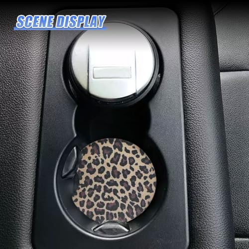 Leopard Print Car Cup Holder Coasters, 2.77'' Drink Cup Mat, No.2 - size: No.2