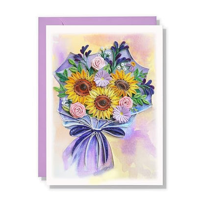 Sympathy Sunflower Quilling Card, 5 x 7 inches, Thank You - color: Fabulous Sunflower