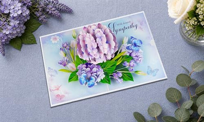 Hydrangea Pop Up Sympathy Cards with Envelopes, Sorry for Your Loss Card, Religious Pop Up Sympathy for Loss of Loved one, Mother, Father, Husband (Hydrangea) - color: Hydrangea