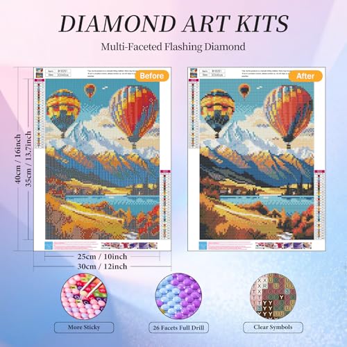 Diamond Art Kits for Adults, Mountain Diamond Painting Kit, 12x16 Inch - color: CYDP1P07