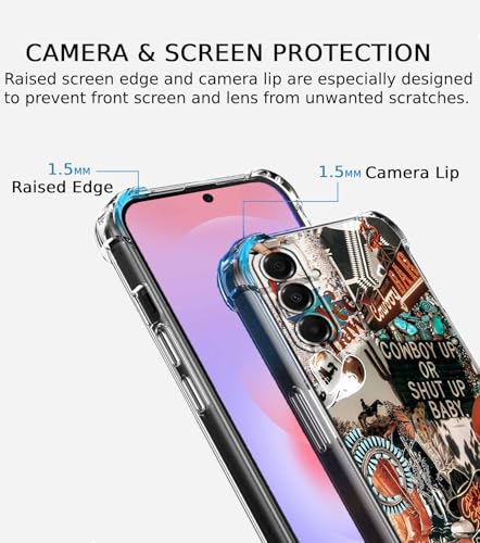 Western Cowboy Cowgirl Case Compatible with Samsung Galaxy A37,Retro Country Art Collage,Trendy Soft Bumper TPU Case,SA37 - color: Cowboy, size: Samsung Galaxy A37