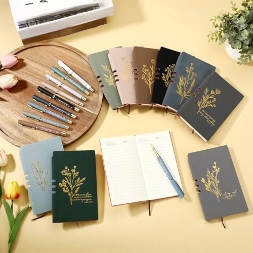 10 Sets Christian Gifts Inspirational Notebook A6 Leather Aesthetic Journals with Bible Verse Prayer Pen Religious Church Thank You Gift for Women Men Coworker Teachers