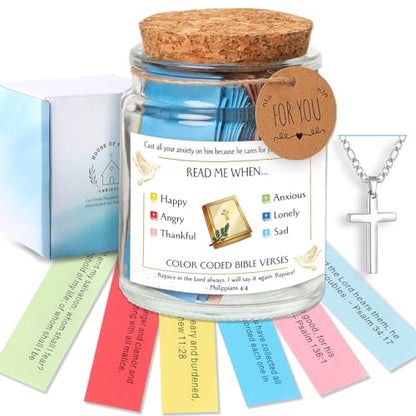 Christian Faith Gifts Set & Religious Inspirational Gifts For Women & Read Me When Bible Verses Jar – Perfect for Encouragement, Prayers, and Inspirational Gift