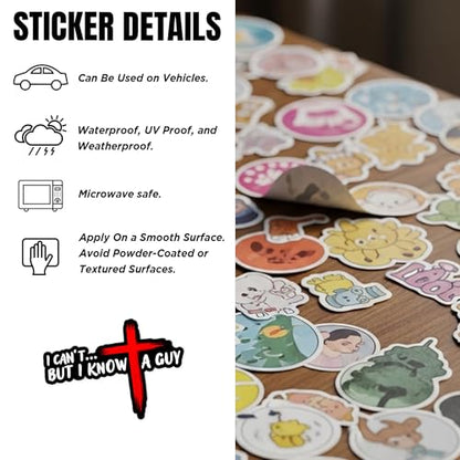 (3Pcs) I Can't But I Know A Guy Sticker, Jesus Cross Funny Christian Catholic Religious Faith Waterproof Die-Cut Vinyl Sticker for Laptop Water Bottle Hard Hat Decal Stuff Gift for Her Him 2 Inches - size: 2 Inches