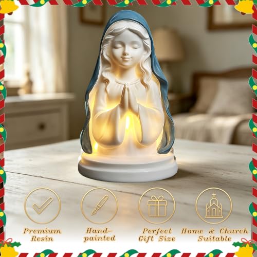 Birthday Gifts for Mom,5" Blessed Mother Mary Praying Lamp - color: Pray