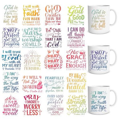 Rngmsi 20 Sheets Bible Verse Chrisitan UV DTF Cup Wrap Cold UV DTF Stickers - style: Bible Verse