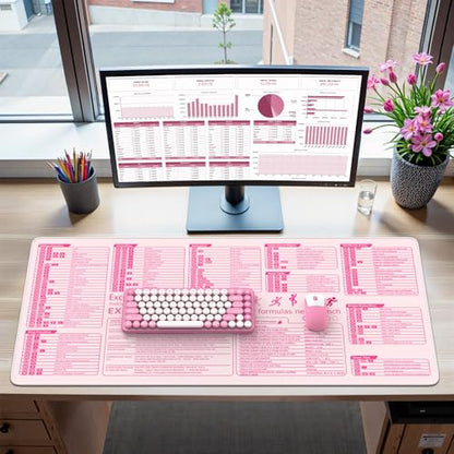 iCasso Pink Excel Cheat Sheet Desk Mat with Excel for Dummies - color: Pink