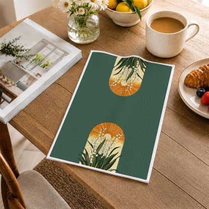 Boho Lily of the Valley Floral Kitchen Hand Towels 16x24 Inch - color: Lily of the Valley