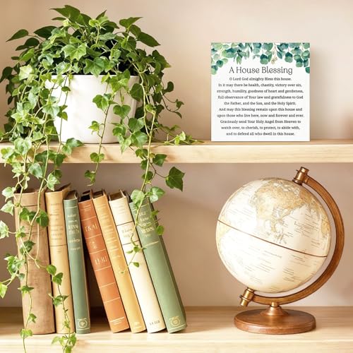 A House Blessing Wood Block Plaque Box Sign 5.9 * 5.9 - color: white010