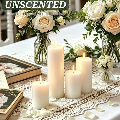 18 Pack White Pillar Candles Set, Unscented Smokeless Dripless - color: White Flat-top, size: 2x3/4/6 Inch