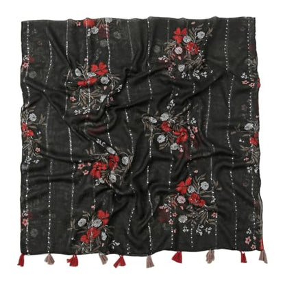 Yeieeo Boho Scarf for Women Lightweight Floral Printed Scarf Fall Winter Fashion Fringed Shawl - color: Floral 17