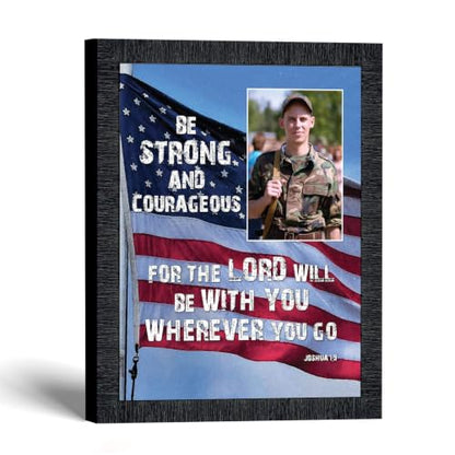 Be Strong and Courageous Military Picture Frames, Patriotic Wall Art - color: Charcoal, size: 11"L x 14"W