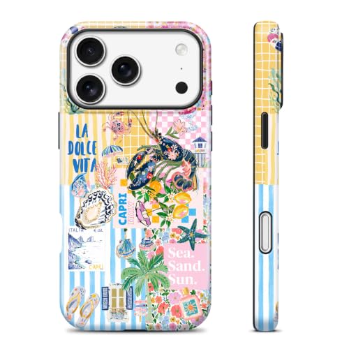 for iPhone 17 Pro Max Case, Cute Summer Magnetic Phone Case - color: Coastal Blue Yellow, size: iPhone 17 Pro Max
