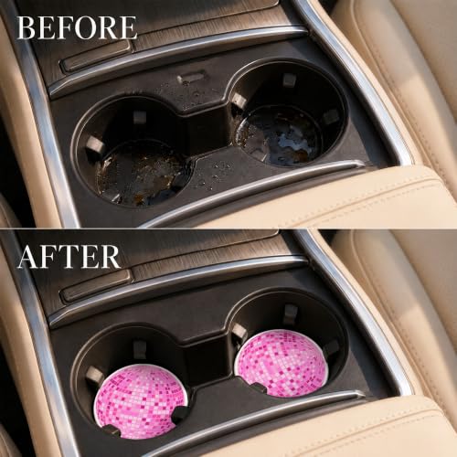 Car Coasters for Cup Holders, Pink Disco Ball Car Coasters Set of 2, B01 - color: Disco Ball
