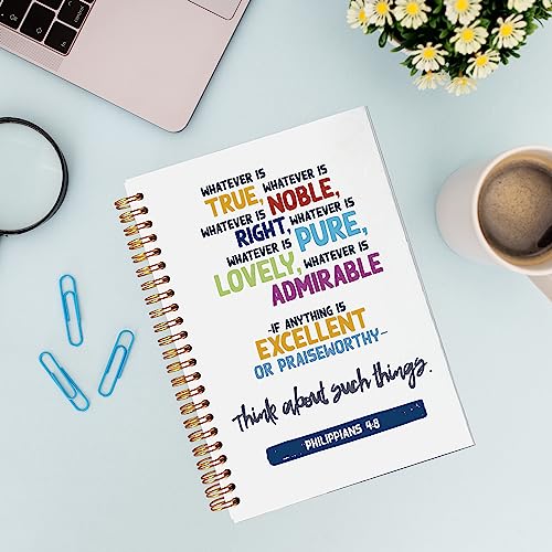 VNWEK Bible Scripture Philippians 4:8 Whatever is True Spiral Notebook Journal 5.5 x 8.3 inches,Christian Lined Hardcover Spiral Notebook,Inspirational Christian Gifts for Women Men Faith Teens - color: 3-XZ-bible-notebook