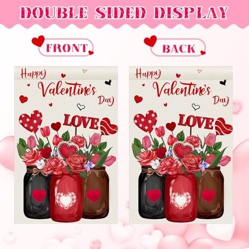 Hahafelt 3 Pack 12" x 18" Easter Garden Flag Double Sided Outdoor Decorations Easter Egg Heart Shamrocks for Outside Holiday Seasonal Spring Valentines Day St Patricks Day Lawns Patios Yard Lawn