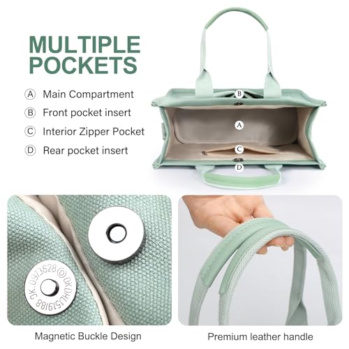 LHMTQVK Canvas Tote Bag for Women, Work & Bible Study Handbag - color: Green