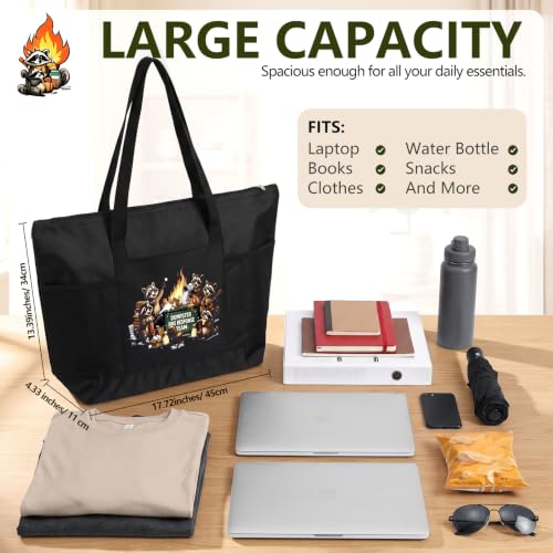 Paterr 10 Pcs Dumpster Fire Response Team Tote Bags Bulk with Pocket Zipper - color: Black, size: Dumpster Fire