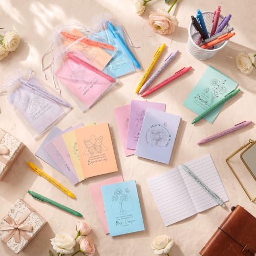 Mooliwe 24 Pcs Affirmation Notebooks Pens Bulk Gifts, Gratitude,Pastel - style: Pastel