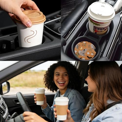 Ceramic Car Cup Coasters 2PCS - Owl Bat - color: Owl Bat