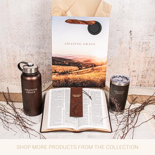 Christian Art Gifts Large Insulated Stainless Steel Vacuum Sealed Travel Mug Tumbler for Men & Women: Amazing Grace Crown of Thorns Design, Leak-Proof Retractable Lid, All Day Hot/Cold, Brown, 18 oz. - color: Brown Crown of Thorns/Amazing Grace