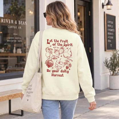 Womens Christian Faith Bible Verse Fruit of The Spirit Sweatshirt - color: Apricot, size: Small