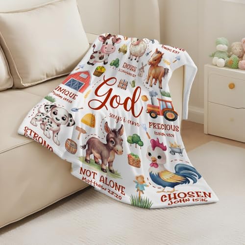 Farm Animals Blanket,Christian Gifts,Bible Verse Throw Blanket - color: Bible-farm Animal, size: 50"x60"