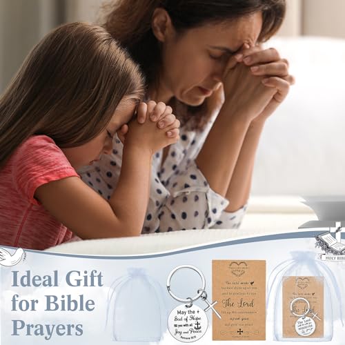 Siifert 50 Set Christian Cross Keychains Bulk Christian Keychain Bible Verse Religious Prayer Gifts for Women Men - color: Round Style