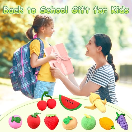 30 pcs Fruit Erasers for Kids Desk Pet Classroom Prizes,3D Take Apart Pencil Erasers Cute Puzzle Erasers for Kids Class Treasure Box,Game Rewards,Party Favors - color: Fruit-30