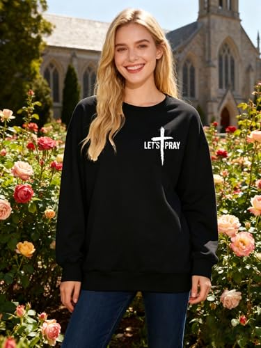 Christian Sweatshirts for Women Jesus Cross Casual Pullover - color: Break, size: Large