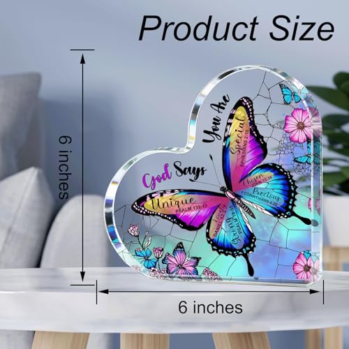 Butterfly Christian Gifts for Women Birthday Unique 6", Inspirational Religious Gifts for Mom, Friends, Coworker, Encouragement Gift for Her, Girl, Sister Bestie, Spiritual Home Decorative Acrylic Signs Plaque- Dream Blue - style: Butterfly- Dream Blue
